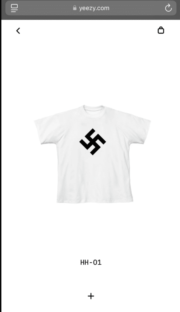 Kanye West's Nazi shirt (Yeezy.com)